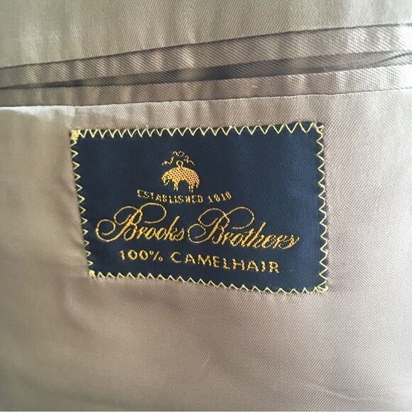 VINTAGE BROOKS BROTHERS 100% CAMEL HAIR BLAZER IN GRAY HERRINGBONE PRINT - Picture 5 of 8